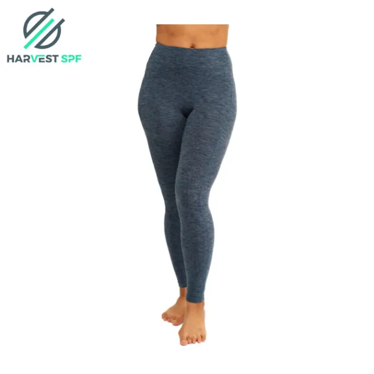 Women's dark grey leggings shown on a model